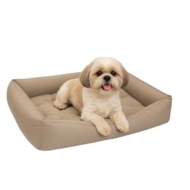 Imagem de Cama Pet 80x60cm Brinquedos Inclusos Conforto Superior (Bege,Com Almofadinhas)