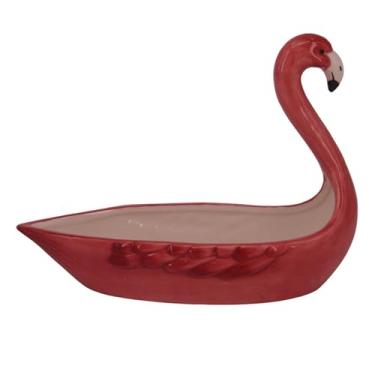 Imagem de Petisqueira Decorativa de Cerâmica, Formato de Flamingo, Conjunto com 2 Peças, Vermelho