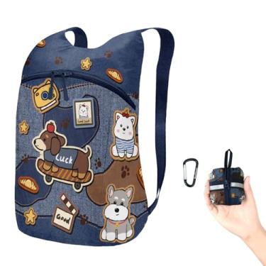 Imagem de BeeGreen Mochila ultraleve à prova d'água para mulheres e homens, mochilas simples e modernas para viagens, compras e uso diário, mochila dobrável de bolso, alças largas para cães caubói