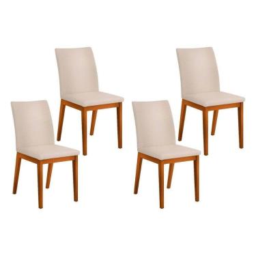 Imagem de Kit 4 Cadeiras De Cozinha Vitória 4 Un Ipe-linho Neve - Dj Móveis