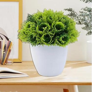 Imagem de Bonsai artificial, planta em vaso artificial, pequena árvore, grama, ornamento, plantas falsas, ambientes internos, decoração de sala de estar, banheiro (estilo 3, 13 x 13 cm)