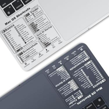 Imagem de Pacote com 4 adesivos de atalhos para Mac OS, adesivos de vinil sem resíduos, adesivos de atalho para Mac Air e Pro de 13 a 16 polegadas (transparente/branco)