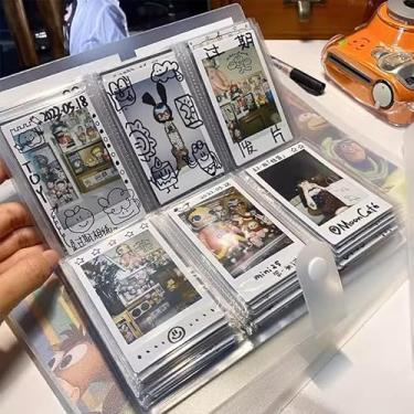 Imagem de Álbum de fotos transparente, porta-cartões de identificação, fichário, decoração de quarto, coleção de cartões, livros portáteis (7,6 cm, 3 fivelas de grade 240 compartimentos para cartões)