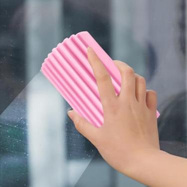 Imagem de Esponja limpa para limpeza doméstica reutilizável esponja de limpeza doméstica espanadores para limpeza de persianas ranhuras de trilhos de janela (rosa)