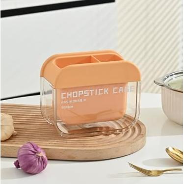 Imagem de Organizador de utensílios de parede, 16 x 8 x 13 cm, 3 kg - Armazenamento de cozinha elegante, econômico e funcional para pauzinhos, garfos e facas (laranja)