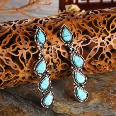 Imagem de Brincos de gota turquesa para mulheres, boêmia, chique, ideia de presente exclusiva