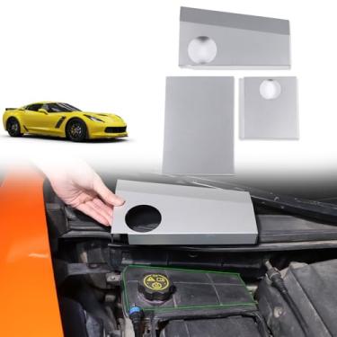 Imagem de Capa de painel à prova de vazamento do compartimento do motor dianteiro para Chevy Corvette C7, kits de moldagem de caixa de fusíveis segura anticongelante do motor, protetores de liga de alumínio
