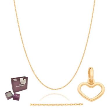 Imagem de Colar Feminino Rommanel + Pingente Coração Vazado Presente Feminino