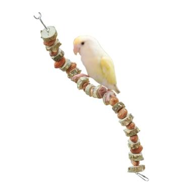 Imagem de CXYYXF Brinquedo de mastigar papagaio de madeira de nozes e pimenta, brinquedo de escalada de pássaros, brinquedos de mastigar de madeira natural resistente à mordida para periquito, calopsita, conure