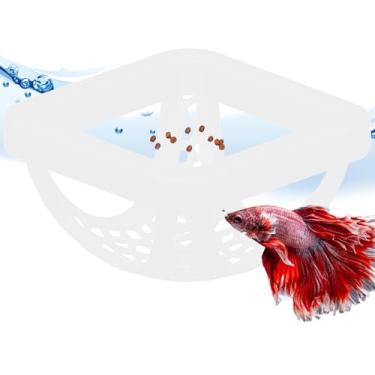 Imagem de Alimentador flutuante Betta e esconderijo, caverna de aquário, rede, decoração, ponto de descanso e cama de aquário beta, anel de alimentação pequeno para peixes