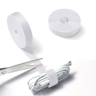 Imagem de 5 metros x 0,6 polegadas abraçadeiras reutilizáveis correias ajustáveis fitas de gerenciamento de cabos correias de organização de cabos para casa, escritório, agrupamento de fios