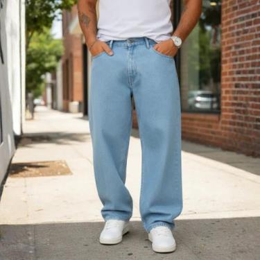 Imagem de Calça Balão Calca Jeans Masculina Bag Boca Larga Streetwear - NoBrand,
