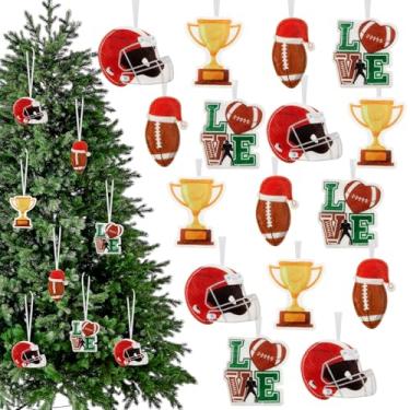 Imagem de Boao 24 peças de enfeites de feltro de futebol de Natal, enfeites de lembrancinhas de festa esportiva para decorações de árvore de Natal, para fãs de futebol americano, beisebol, basquete, fãs