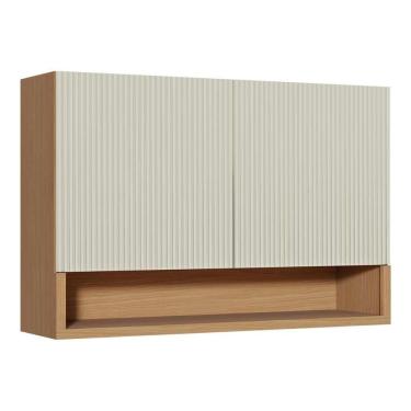 Imagem de Armário Aéreo Cozinha Modulado Simone Mendes Com 2 Portas 120cm Carvalho Cinza