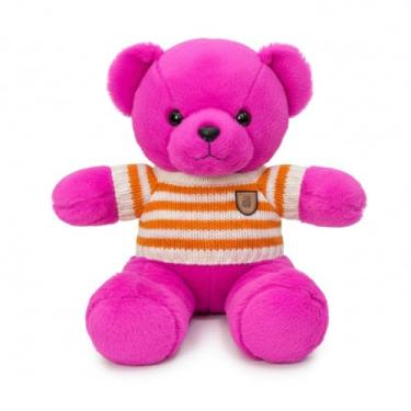 Imagem de Urso de Pelúcia com Blusa Listrada 50cm – Macio, Fofo e Perfeito para Presentear (ROSA)