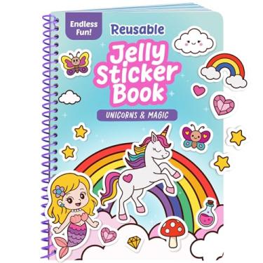 Imagem de Unicorn Toys Jelly Sticker Book - 50 Reusable & Washable Stickers, Fun Travel Toy for Toddlers & Kids: Airplane, Car, Restaurant - Mess Free, Easy to Peel, Screen Free Activities for Toddlers
