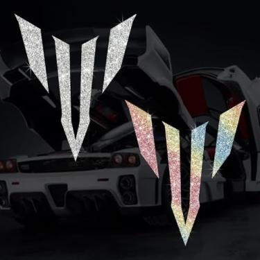 Imagem de Adesivo decalque brilhante criativo engraçado autoadesivo PVC brilhante para carros, laptops, motocicletas parede janela bagagem, capa de arranhão porta multisuperfície adesivo decorativo (branco +