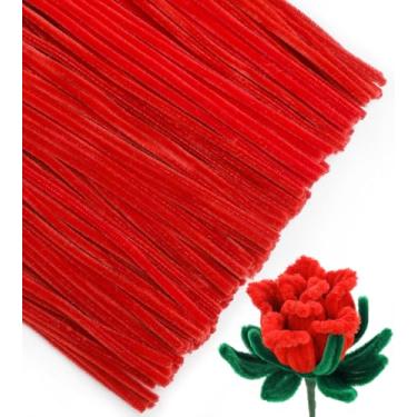 Imagem de IOOLEEM Limpadores de cachimbos, 200 peças, vermelho brilhante, materiais para artes e artesanato, ideias para atividades de projetos de arte.