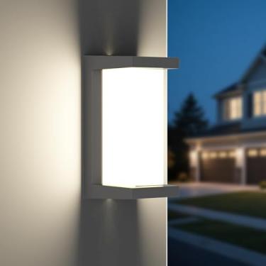 Imagem de Arandela de Parede Externa LED 3000K Branco Quente - Luminária de Parede Aconchegante 18W, IP65 à Prova d'Água, Alimentação 127-220V AC, Alumínio e Acrílico, Luz Suave para Jardim, Varanda e Entrada