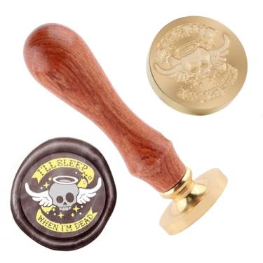 Imagem de Carimbo de selo de cera de esqueleto Carimbo de selo de cera de Halloween cabeças de latão removíveis para decoração de festa de Halloween convites de carta envelope cartões de felicitações presentes