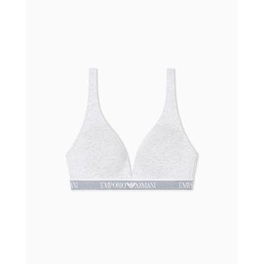 Imagem de Emporio Armani Sutiã acolchoado com logotipo icônico feminino, Cinza mesclado quente, GG