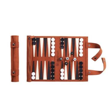 Imagem de Conjunto de jogos de gamão McGregri Rolled Up Leather Travel