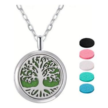 Imagem de Colar Difusor Óleo Essencial Feltro Corrente Ajustável Aço Inox  - Pal