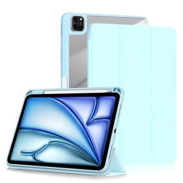 Imagem de Yiernuo Capa para iPad Air 11 polegadas M2, iPad Air 6/5/4ª geração, capa traseira transparente anticolisão com despertar/hibernar automático para iPad Pro 11 4ª/3ª/2ª/1ª geração, azul celeste