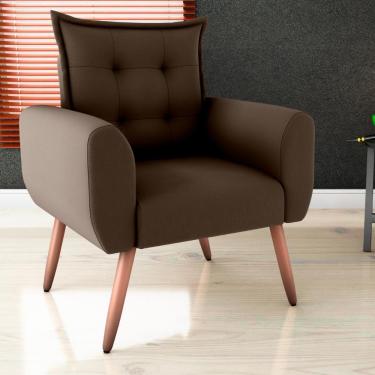 Imagem de Poltrona Decorativa Para Sala Arcos Suede Marrom