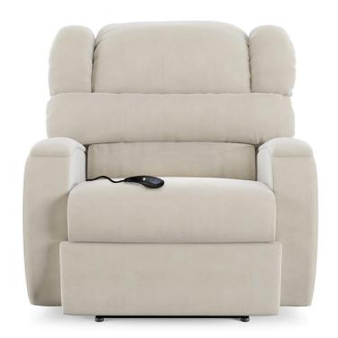 Imagem de Poltrona Do Papai Sala De Cinema Reclinável Manchester Controle Elétrico Usb Veludo Bege