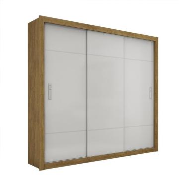 Imagem de Guarda Roupa Roupeiro Lotse 3 Portas De Correr 4 Gavetas Carioca Cinamomo Off White