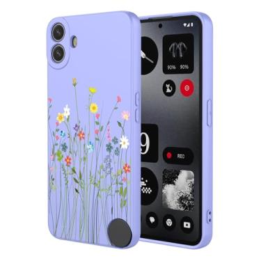 Imagem de HTXWXJC Capa de telefone para Nothing CMF Phone 1, capa à prova de choque flexível bumper TPU capa macia padrão floral capa de telefone para nada CMF telefone 1 flor roxa