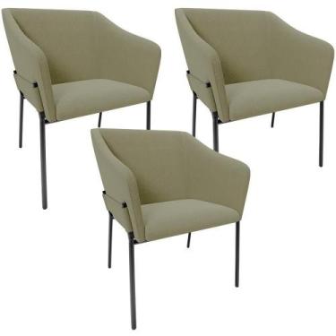 Imagem de Kit 3 Cadeiras Para Sala De Jantar Estar Living Olívia L02 Bouclê Oliv