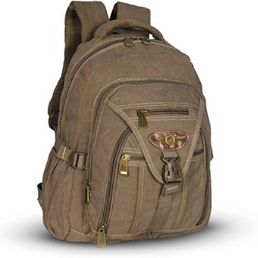 Imagem de Mochila Notebook Lona Escolar Acolchoada Kvn Ja9606 Caqui