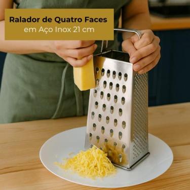Imagem de Ralador de Quatro Faces em Aço Inox 21 cm, Cozinha,Legumes,Queijos - T