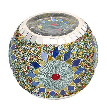 Imagem de Castiçal de vidro com padrão de flor de sol Suporte de castiçal romântico estilo europeu para decorações de casamento e decoração de casa feito de peças de vidro mosaico duráveis