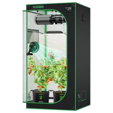 Imagem de VIVOSUN Barraca hidropônica Mylar de 91,44 cm x 91,44 cm x 182,88 cm com janela de observação e bandeja de piso para plantas internas que crescem 91,44 cm x 91,44 cm