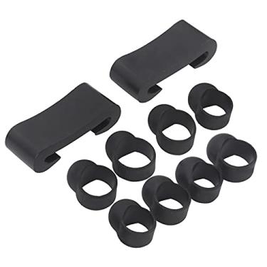 Imagem de 8 peças de mangas de dedo para tambor de língua, palhetas de borracha de silicone com 2 suportes de baqueta para instrumento de percussão