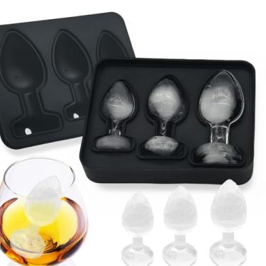 Imagem de gomaxbo Molde para cubos de gelo para adultos, formas divertidas com tampa, máquina de gelo para uísque, coquetéis, festas (preto)