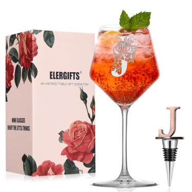 Imagem de Presentes personalizados para mulheres, monograma, taça de vinho A-Z, presente personalizado com rolha de vinho, presentes exclusivos de aniversário de Natal para mulheres, mãe, amiga, irmã, esposa