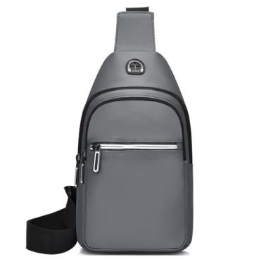 Imagem de Mochila tiracolo pequena para mulheres e homens, bolsa de peito, bolsa tiracolo para viagens, esportes, corrida, caminhada, Cinza, Simplicidade