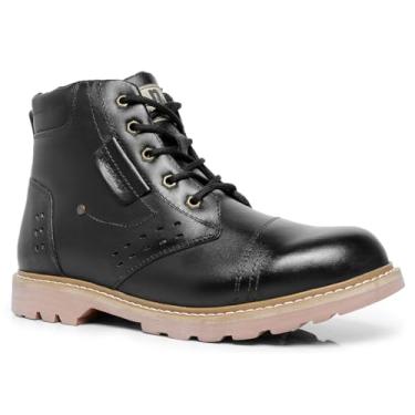 Imagem de Bota de Trilha Adventure Unissex em Couro Legítimo Blaqueado Palmilha de Gel (Preto, BR, Adulto, Numérico, 40)