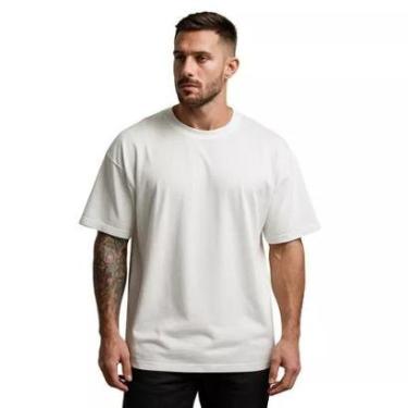 Imagem de Camiseta Streetwear Oversized Lisa Masculina Solta, Leve e Moderna - Branca-Masculino