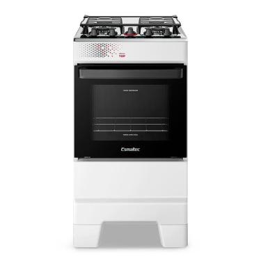 Imagem de Fogão A Gás Esmaltec Mesa Inox Tampa De Vidro Forno 50L Ideal Top Branco 4 Bocas Bivolt