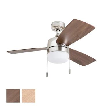 Imagem de Honeywell 50616-01 Ventilador de teto Barcadero 44" compacto contemporâneo, luz LED integrada, lâminas de bordo de chocolate, níquel escovado