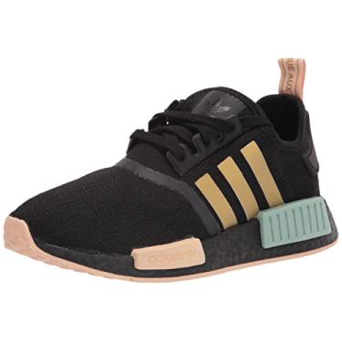 Imagem de adidas Tênis feminino NMD R1, Preto/dourado metálico/halo âmbar, 40
