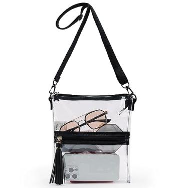 Imagem de TINYAT Bolsa tiracolo transparente aprovada pelo estádio transparente para mulheres com alça ajustável, T560, Transparente/1961