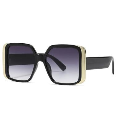 Imagem de Óculos de Sol Grandes com Armação em Degradê, Proteção UV400, para Esportes ao Ar Livre, Corrida e Ciclismo, nas Cores Azul e Preto (Feminino e Masculino)