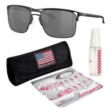 Imagem de OAKLEY OO6048 HOLBROOK TI Armação preta acetinada – Lente polarizada PRIZM PRETA, óculos de sol polarizados em formato quadrado com kit de óculos oficial eSHADES, Preto acetinado polarizado (57 mm