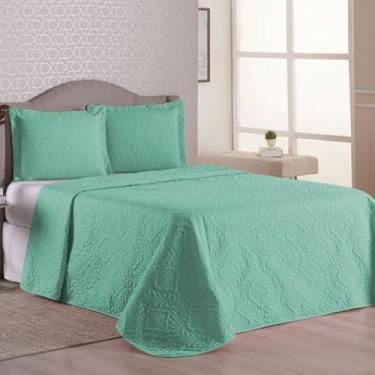 Imagem de Kit Colcha Cobre Leito Super Luxo Matelado Queen-Casal-Solteiro - Ótimo Custo Benefício(Verde,Solteiro 1,50m x 2,20m)